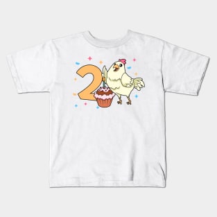 I am 2 with chicken - kids birthday 2 years old Kids T-Shirt